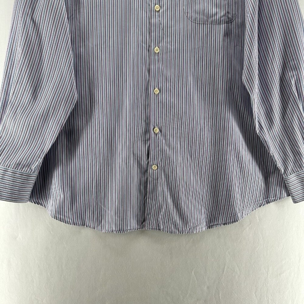 Peter Millar Button Up Shirt Mens XL Long Sleeve Preppy Stripe White Blue Purple - Picture 4 of 10